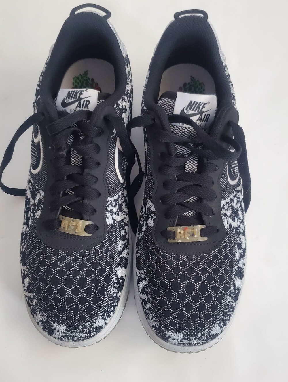 Nike Air Force 1 Crater Flyknit Men's 9 Black White Gray Shoes DM0590-001 - Picture 5 of 8